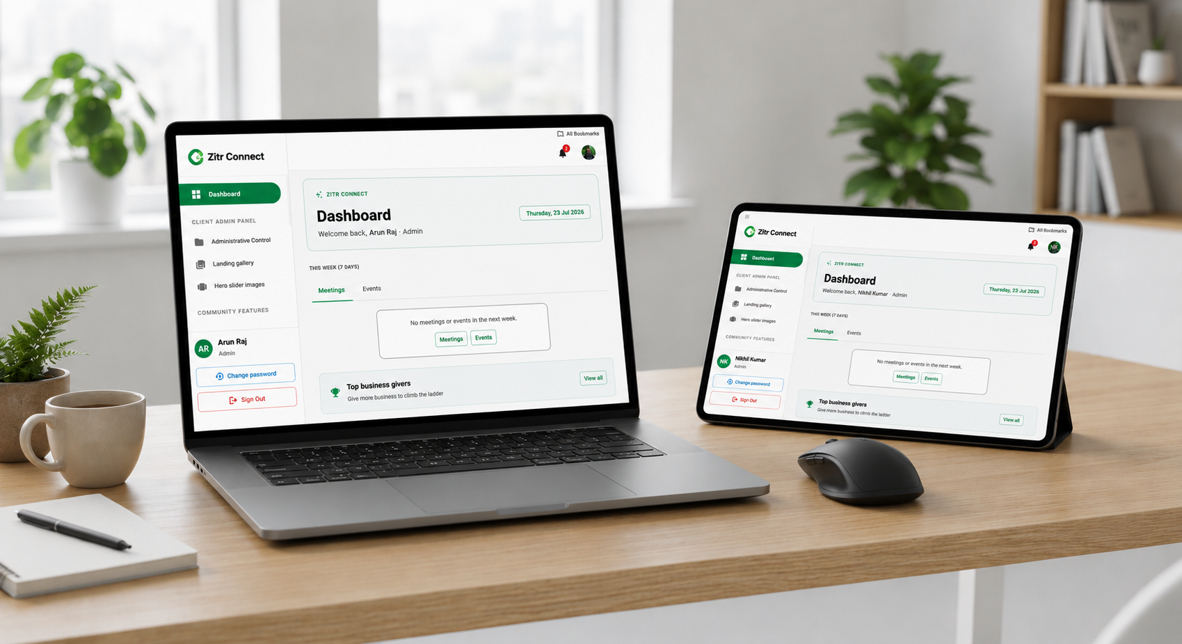 Zitr Connect Dashboard Mockup