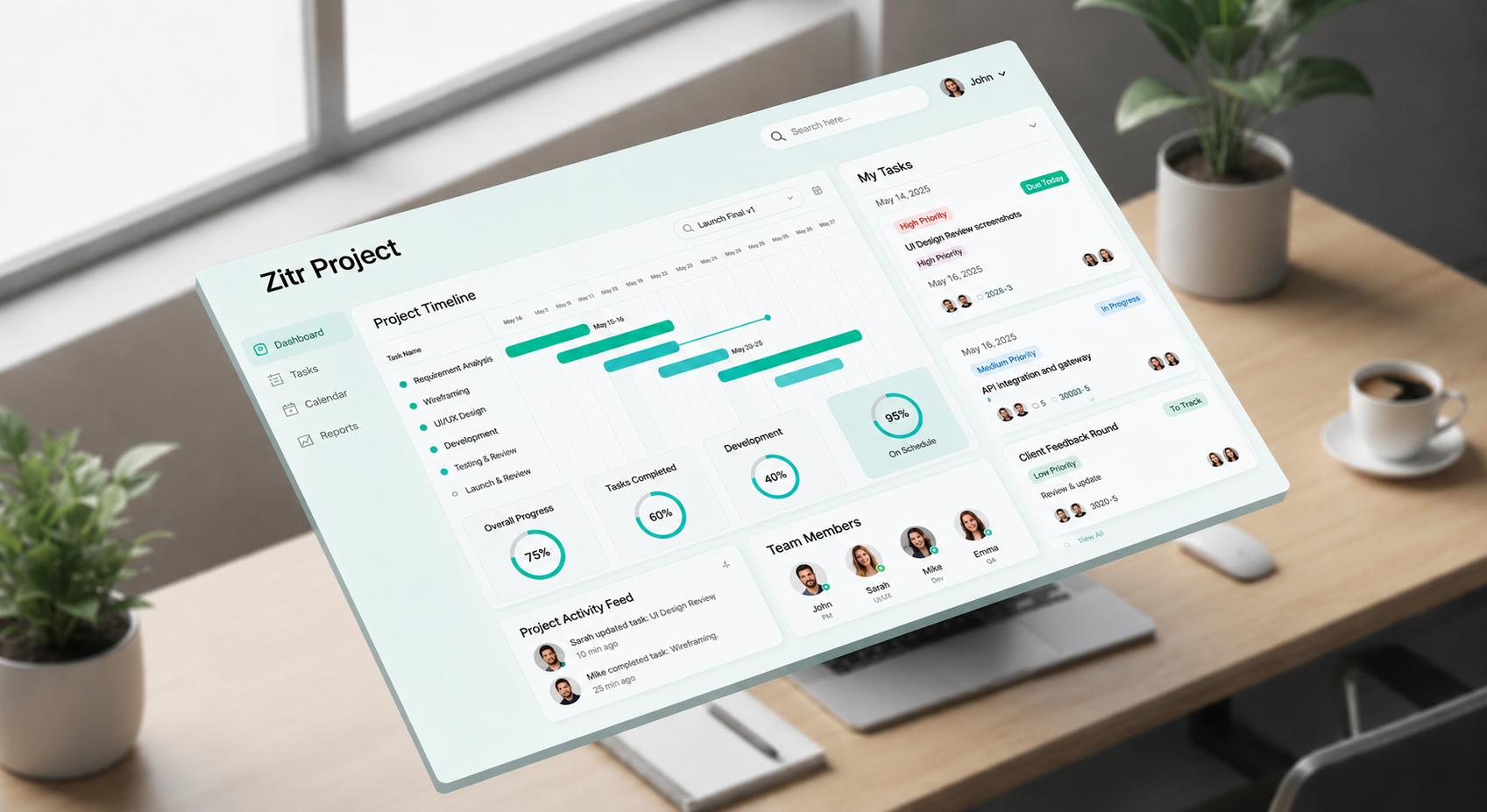 Zitr Project Dashboard Mockup