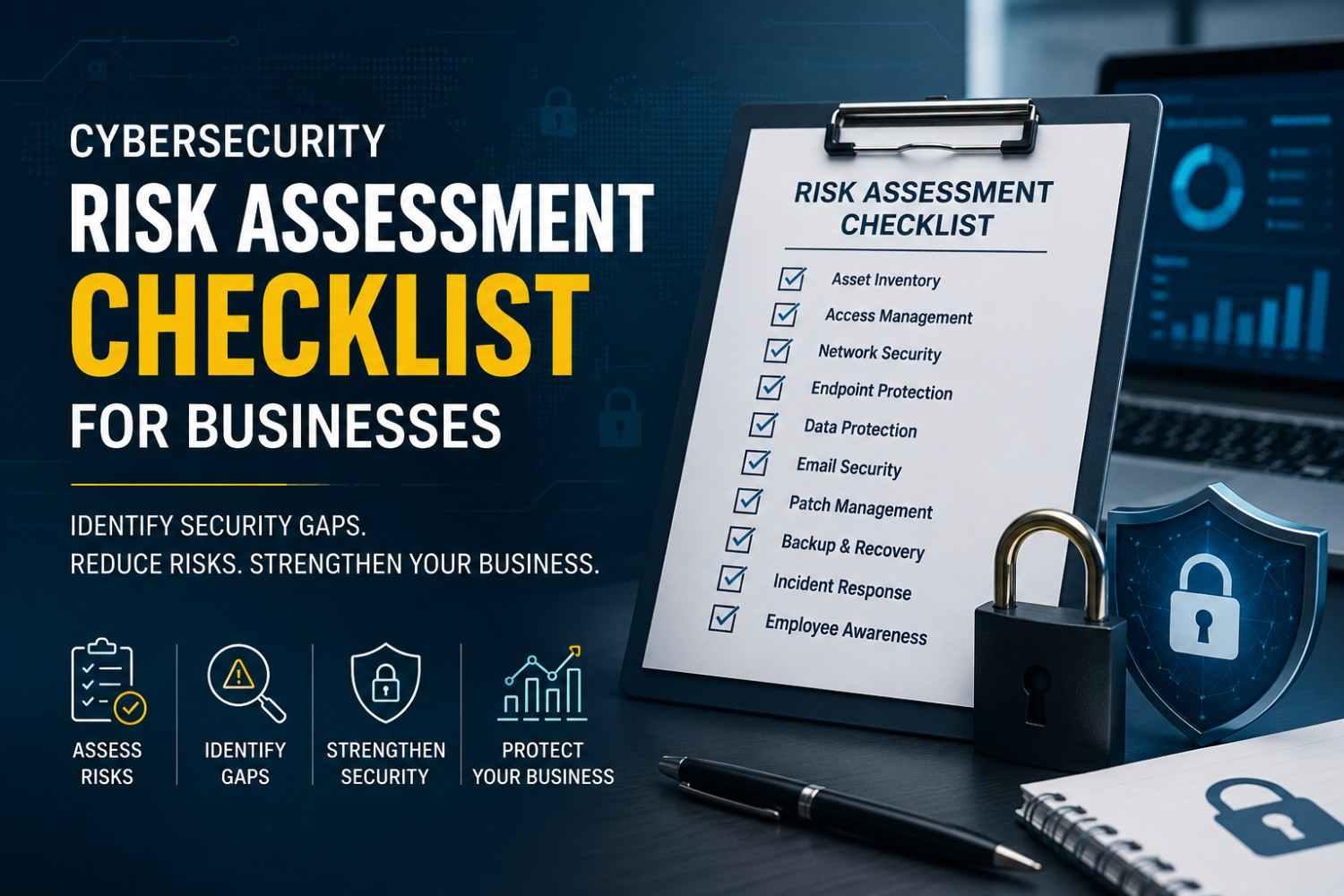 Cybersecurity risk assessment checklist covering network and data security