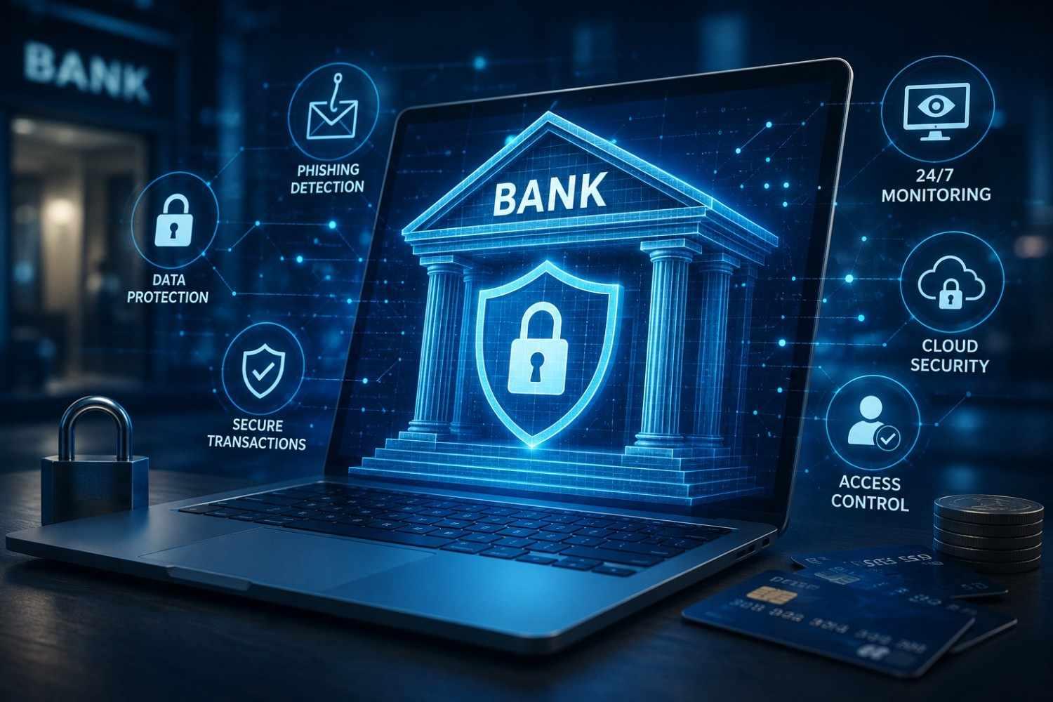Secure digital banking protected by cybersecurity