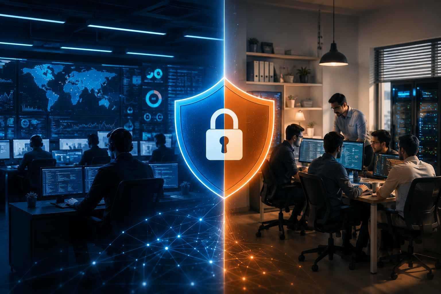 soc services and in-house it security team in a modern cybersecurity environment