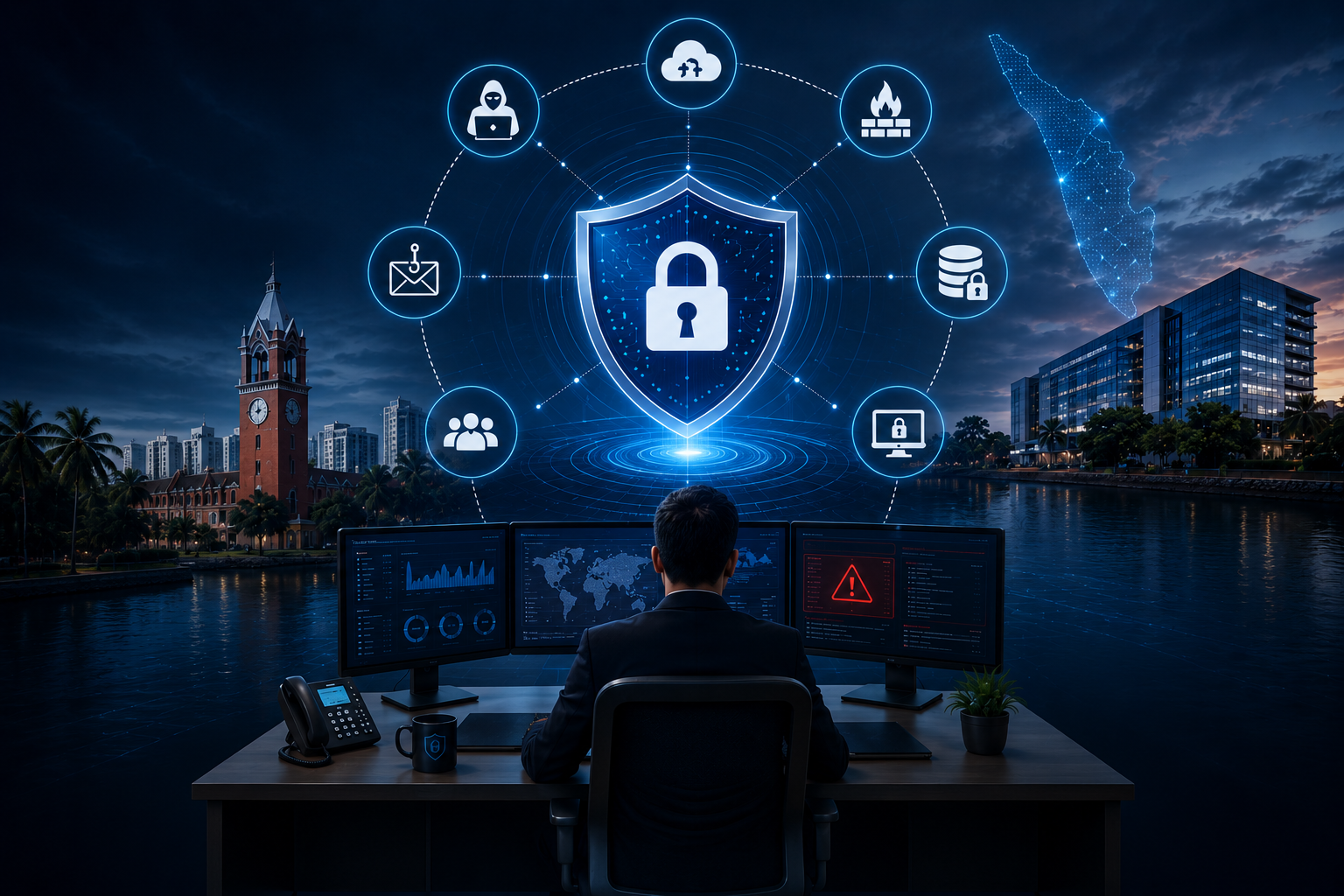 Advanced cybersecurity monitoring and digital business protection system.