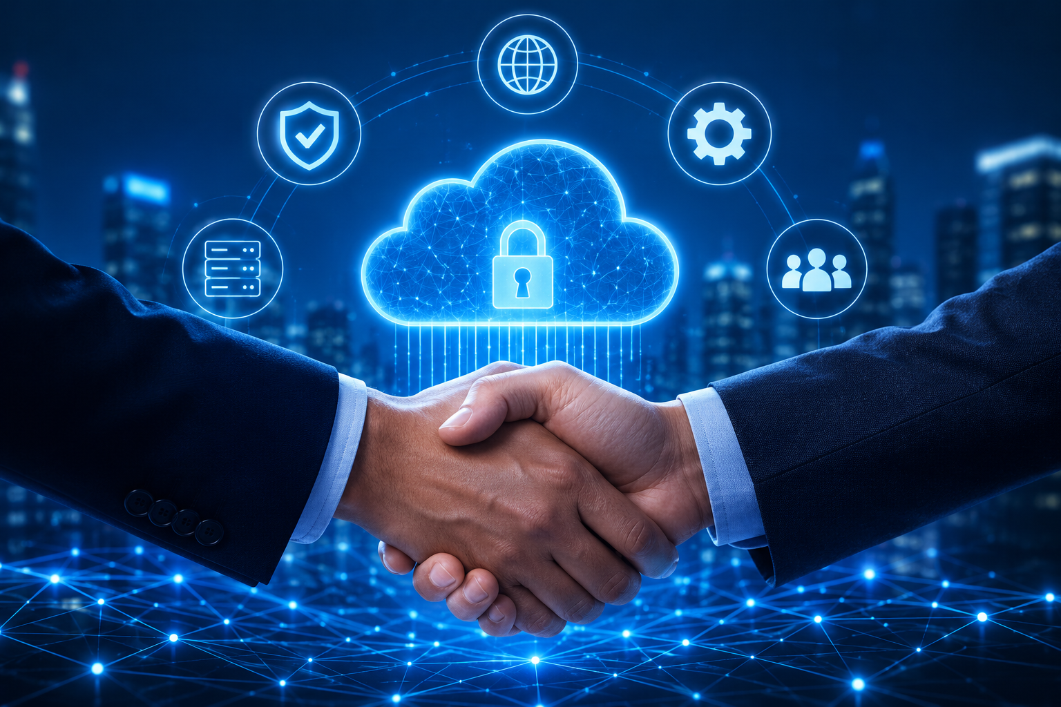 Smart business IT solutions with cloud computing, cybersecurity, managed IT support, and digital transformation technology.