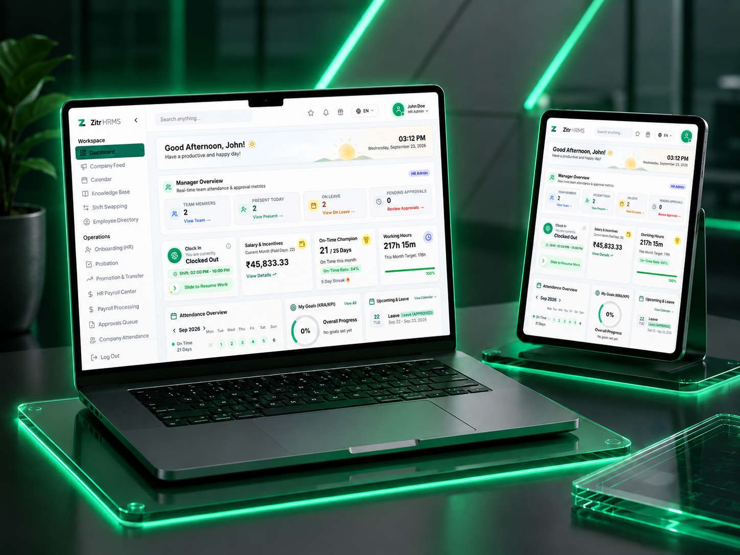 Zitr HRMS Dashboard Overview