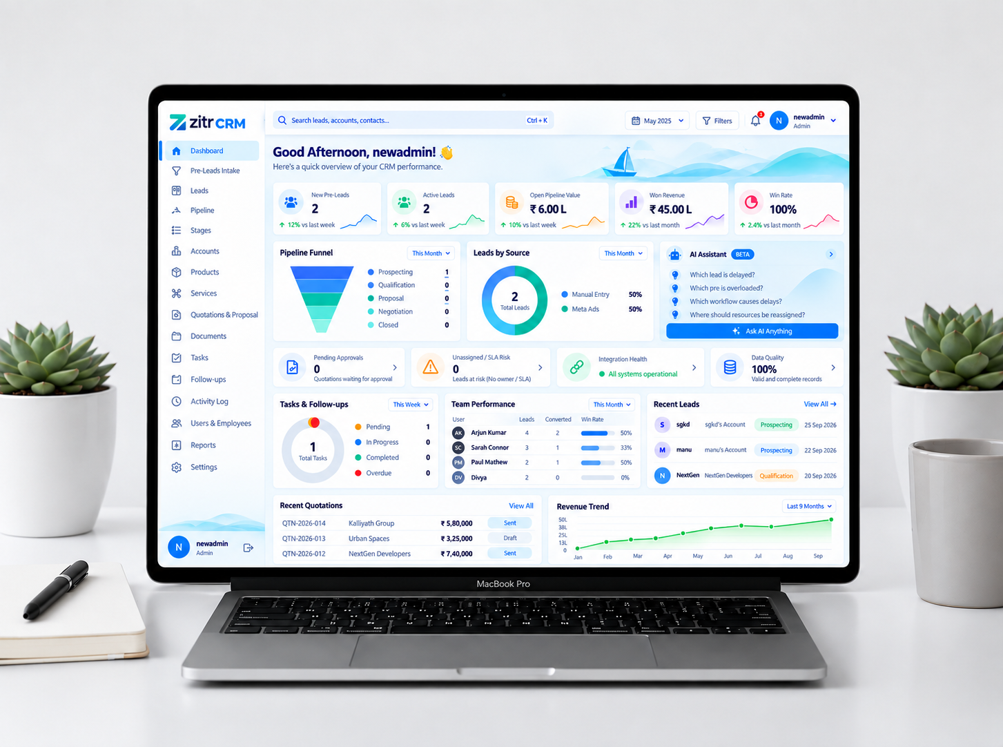 Zitr CRM Mockup
